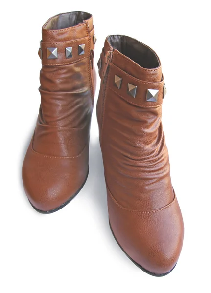Pair womanish semiknee-boot with riveting — Stock Photo, Image