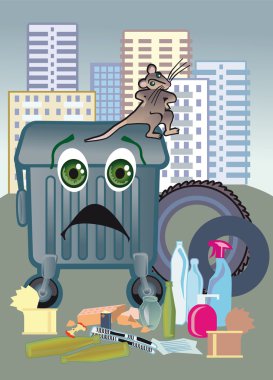 Dump of garbage near dwelling-houses clipart