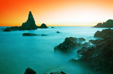 Sunset on the coast of the natural park of Cabo de Gata clipart