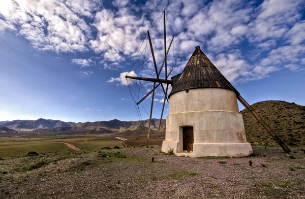 stock image Old Windmill in Las Negras Cabo de Gata natural Park Almeria And