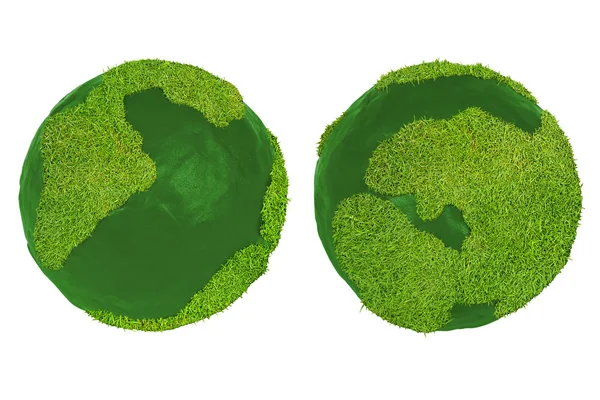 地球的两个绿色半球 — 图库照片