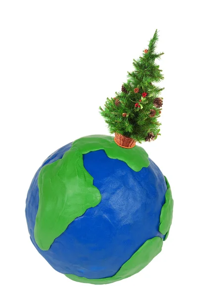 Árbol de Navidad y globo — Foto de Stock