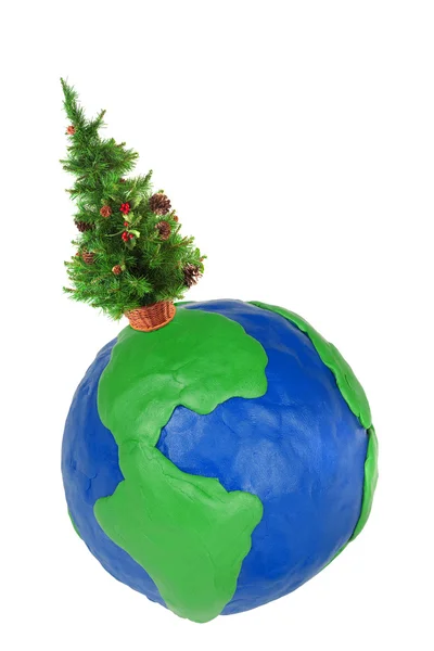 Weihnachtsbaum und Globus — Stockfoto