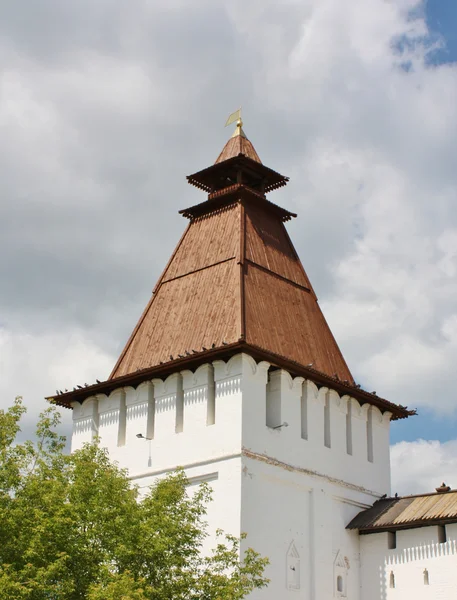 Стіни вежі, Pafnutiev Боровський монастиря біля Москви — стокове фото