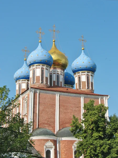 Золотые купола Рязанского Кремля — стоковое фото