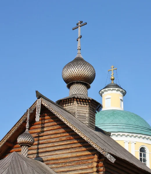 Domes of the orthodox church in sun light — Stock Photo, Image