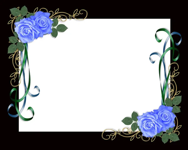 Blaue Rosen auf schwarzem Rahmen — Stockfoto