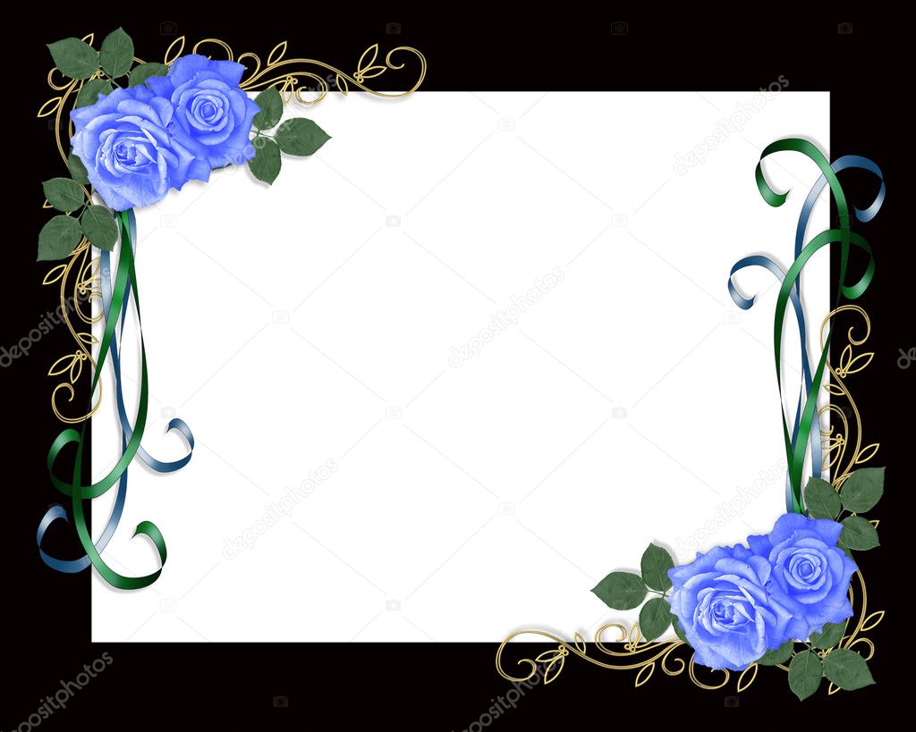 Blue roses on black frame