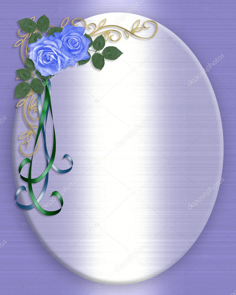 Blue roses wedding invitation