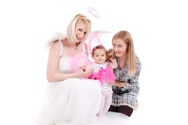 stock image Two girls with a baby