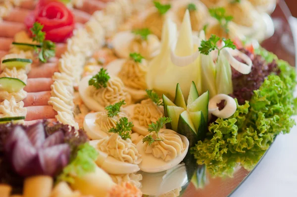 stock image Catering table set service