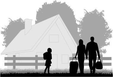 Agritourism - a family on vacation clipart