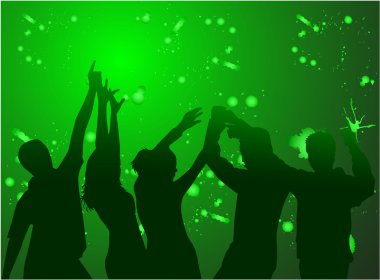 Dancing silhouettes-green background clipart