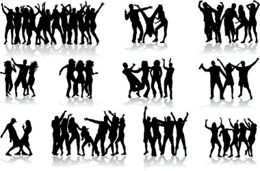 Dancing silhouettes - large collection clipart