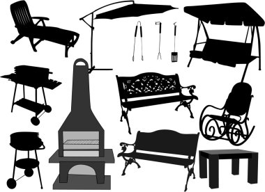 Garden and terrace - furniture, grills clipart