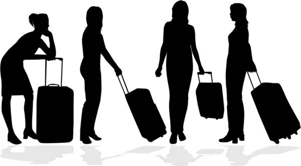 Mädchen mit Koffer — Stockvektor
