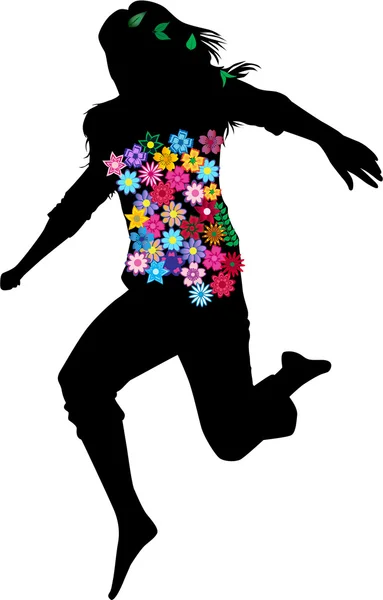 Κορίτσι, ντυμένοι με λουλούδια — Διανυσματικό Αρχείο