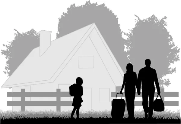 Agritourisme - une famille en vacances — Image vectorielle