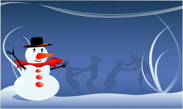 Сніговик - Зимова ілюстрація — стоковий вектор