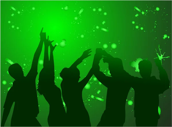 Tanzende Silhouetten-grüner Hintergrund — Stockvektor