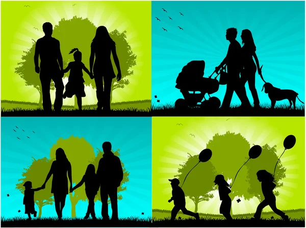 Famille - quatre images — Image vectorielle