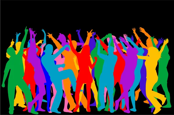 Vecteur de silhouette couleur danseurs — Image vectorielle