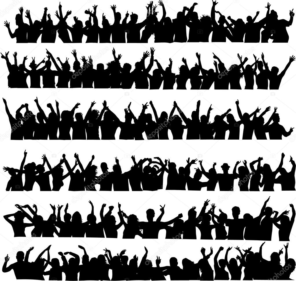 Large group of man silhouettes - vector illustration