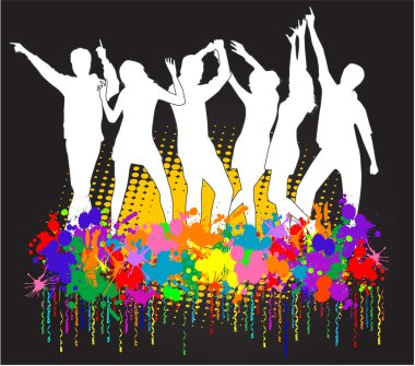 Party peopel, grunge background clipart