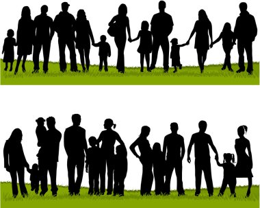 Collection of family silhouettes clipart