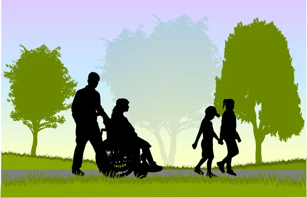 Familie auf Spaziergang — Stockvektor