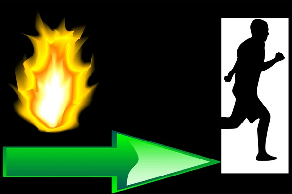 Výstup ohně - evakuace — Stockový vektor