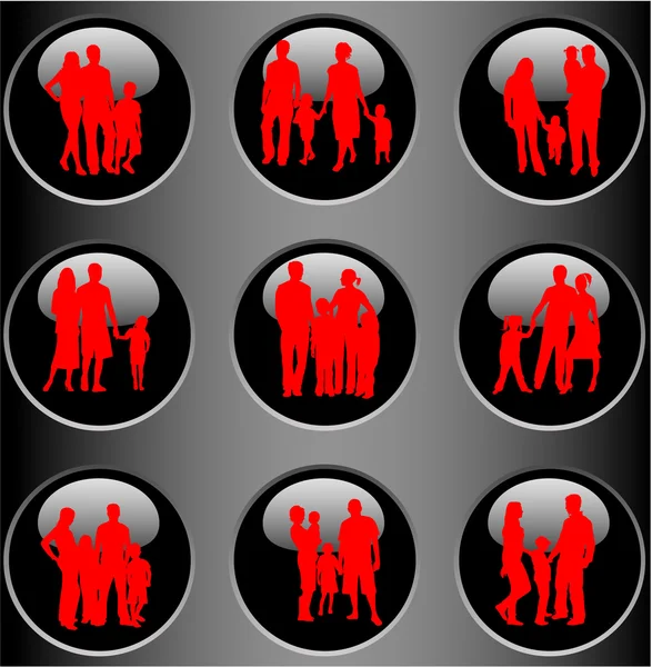 Profiles of the family-buttons — Stock Vector