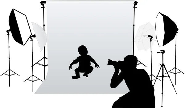 Tirar fotos para crianças pequenas — Vetor de Stock