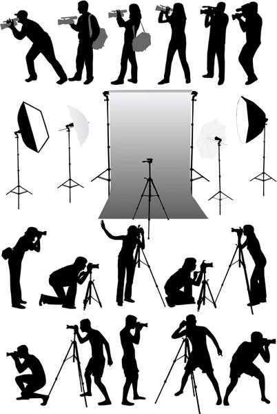 Fotoğraf Aksesuarları - Stüdyo Ekipmanları, vektörleri ile çalışma — Stok Vektör