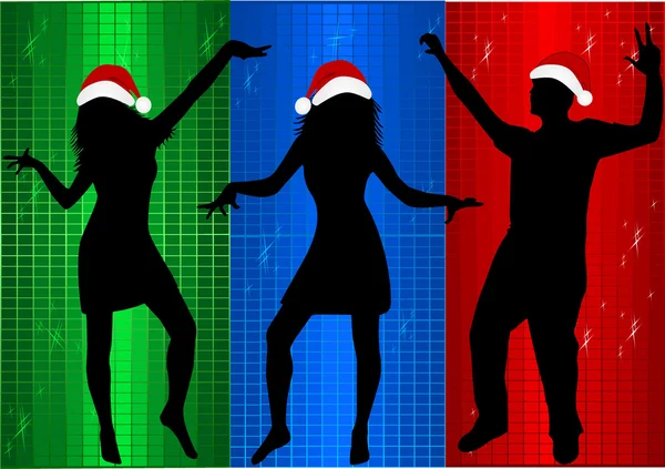 Kersttijd - dansen silhouetten — Stockvector