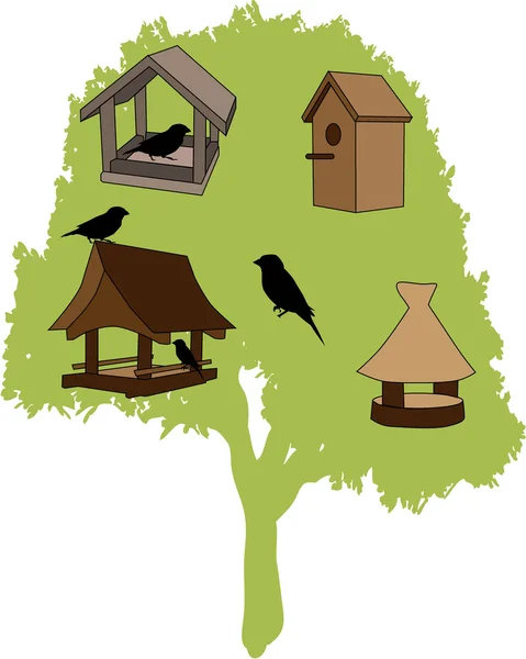 Alimentador - casa de aves — Archivo Imágenes Vectoriales
