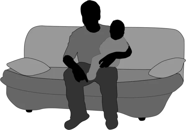 Father with baby on lap — Stock Vector
