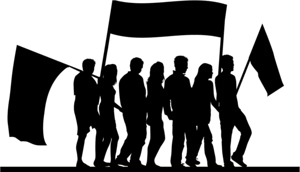 Demonstratie - zwart silhouet — Stockvector