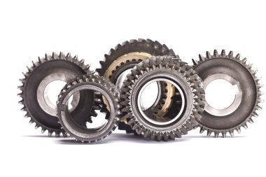 Gear wheels system over white background