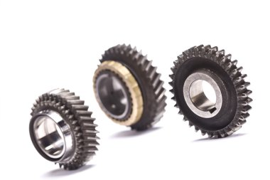 Gear wheels system over white background