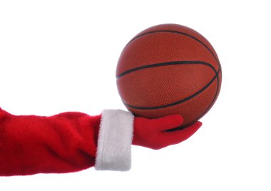 Santa Holding A Basketball clipart