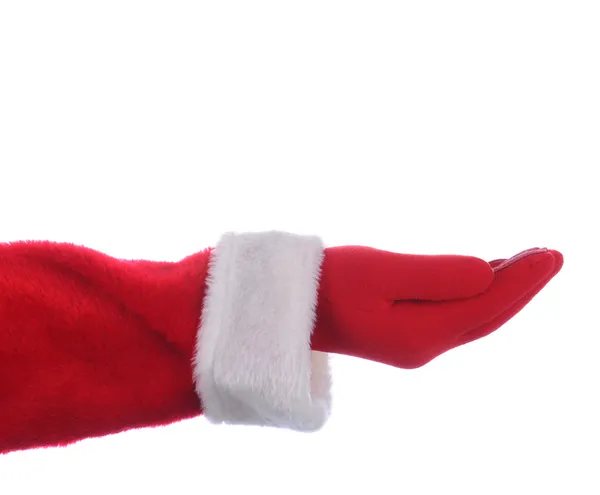 Jultomten utsträckta hand palm upp — Stockfoto