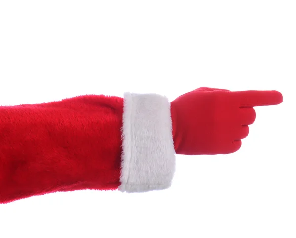 Санта-Клаус протянул руку, указывая — стоковое фото