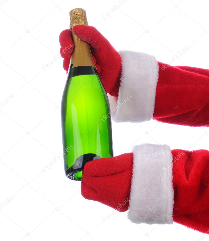 Santa with Champagne Bottle