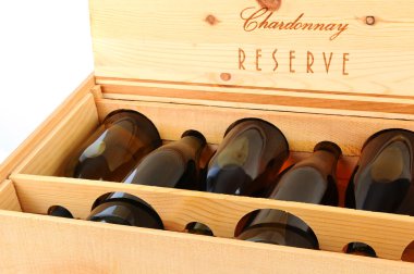 Case of Chardonnay Wine Bottles clipart