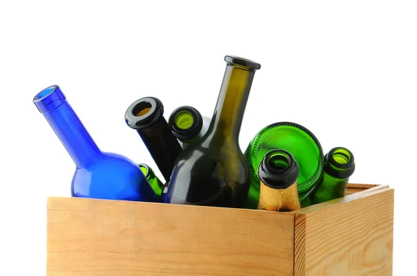 Caixa de garrafas de vinho vazias — Fotografia de Stock