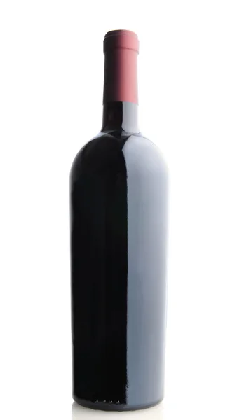Garrafa de vinho tinto sobre fundo branco — Fotografia de Stock