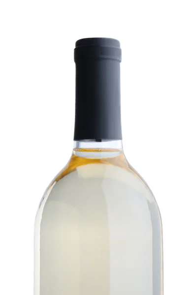Garrafa de vinho branco sobre fundo branco — Fotografia de Stock