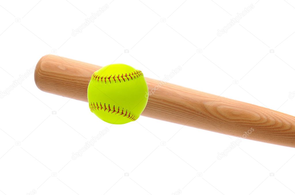 Bat striking a softball