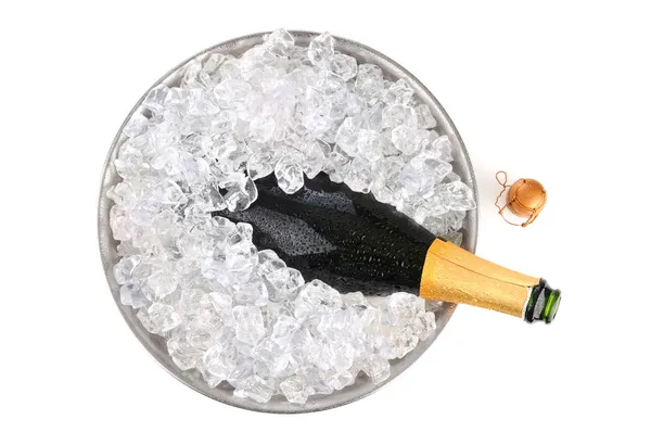 Champagne in ice overhead view — Stock Photo, Image